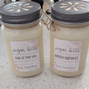 Soy Candle Set - Cream Sugar Belle  Day At The Spa- Amish Harvest